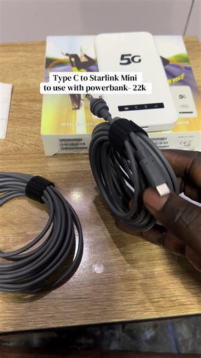 Starlink mini cable to use with powerbank , for it to work efficiently you need a powerbank with 100watts output and above