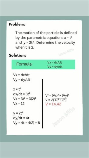 Particle Velocity Calculation with Parametric Equations