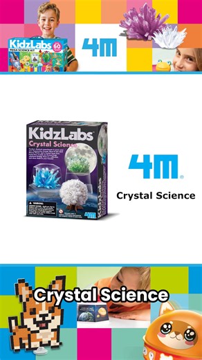Discover the magic of crystal science! 🔬✨ 4M KidzLabs Crystal Science Kit introduces teenagers to real chemical experiments and crystal formation. Grow aquamarine crystal clusters, glow-in-the-dark moon crystals, and create a stunning crystal tree. All materials are included with clear instructions. Perfect for ages 14 , this hands-on STEM kit fosters curiosity, observation skills, and scientific thinking. Watch unique crystals form, build confidence, and proudly display your achievements. Idea
