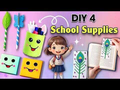 4 Easy Paper Craft ideas | DIY School supplies ideas | Useful & cutest School projects for students