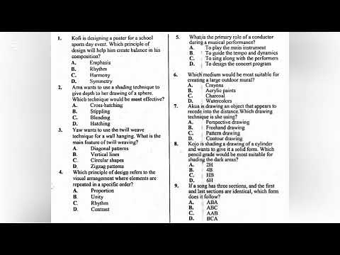 2025 Creative Arts Mock Examinations (Best Brain) With Answers