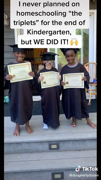 Celebrating Kindergarten Graduation with Triplets