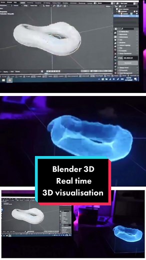 Testing Blender 2.9 real-time rendering on Voxon VX1 using python script to translate mesh to volumetric function calls. This new visualisation technology allows real-time concurrent 3D volumetric data design and simultaneous display using #blender3d and a #Voxon #photonics VX1 display #blender3dart #blender3dmodeling #holographic #3dvisualization #evtech