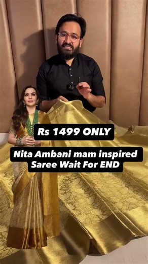 Nita Ambani mam wedding inspired saree Premium Tissue Silk Saree with rich zari pallu and blouse Rs
