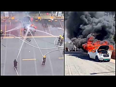 How Dangerous Are Electric Cars Really? Shocking EV Fire Compilation