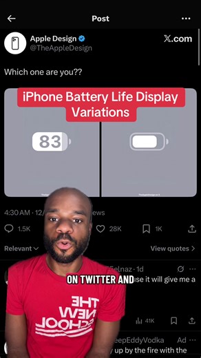 Do you like for your battery image to show the percentage number, or do you like the bar with no numbers? #TyreakToldYou #iPhone #Apple #iOS #Tech