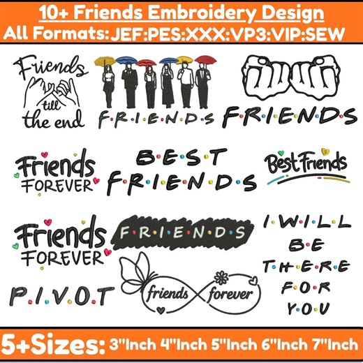 Friendship Machine Embroidery Designs Friends Umbrella Embroidery Best Friends Embroidery True Friends Embroidery Pes File 5 sizes Downloads - Etsy