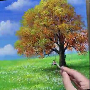 Autumn Oak Tree Acrylic Painting | Painting Skills