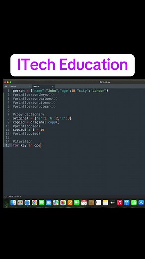 Dictionary Iteration #python #programminglanguages #pythonfoundation #ITechEducation