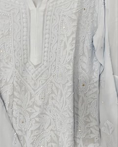 #iceblue shade #size 38. 40 42 #shararasuit #puregorgettechikankarisuits #lucknowichikankari #threadwork #mukeshwork #wattsapp on 7266079640 https://wa.me/message/XET76RB6743IL1 | Chikankarioflucknow.com