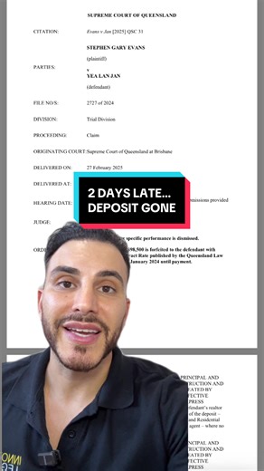 This buyer paid the deposit 2 days late and the vendor terminated and kept the money. Do you think that’s fair? #realestateaustralia #propertylawyer #conveyancer #lawtok