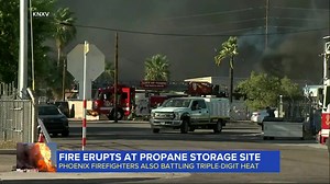 19K views · 226 reactions | EXPLOSION AT PROPANE STORAGE SITE: Triple-digit heat presented an extra challenge for firefighters battling a fire that sent propane tanks shooting into the air in Phoenix. ABC’s Rhiannon Ally has more on the sweltering conditions across the country. | World News Now | Facebook