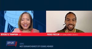 Durham City Council gained a new member recently. He’s Durham born and bred, and he knows this community well. In this new City Life episode, Host Beverly B. Thompson talks with City Councilmember Pierce Freelon about what he hopes to bring to the Council and to Durham in this new capacity. | City of Durham, NC Government