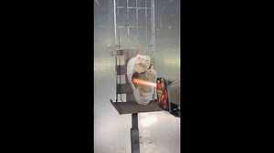 High-velocity HVOF spray turns running shoe Into flaming shreds