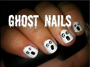How to Paint Easy Simple Halloween Ghost Nail Art