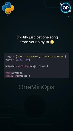 Python zip() Just Deleted a Song 😳 #python #learnpython