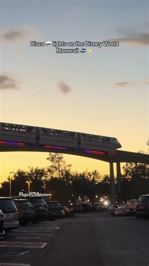 Disco 🪩 lights on the Disney World Monorail 🚝 ✨ #MagicPOVAdventures