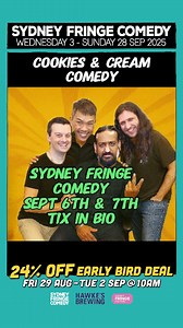 Catch Us at Sydney Fringe Comedy : “Cookies & Cream Comedy” ~ Sept 6th and 7th shows tix up on sale now LINK IN BIO #sydneyfringe #sydneycomedyfestival #sydneycomedy #standupcomedy #comedy #sydney #events | HoeyFarmer