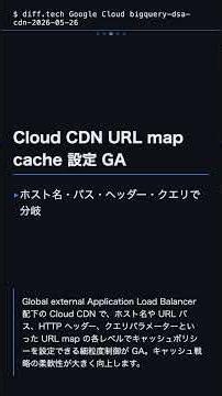 BigQuery Data Science Agent GA / Cloud CDN URL map / Vertex AI Extensions 廃止 | Google Cloud 5/26 #S…