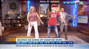 Sixteen-year-old Russell Horning, a.k.a "Backpack Kid" showed off his signature move and talked about his rise to social media fame: https://bc.ctvnews.ca/video?clipId=1381553 | CTV Vancouver
