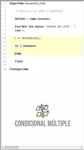 🟡 PSeInt : Hacer un algoritmo que muestra si una letra ingresada es VOCAL o CONSONANTE en pseint.