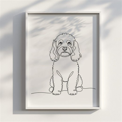Cockapoo Line Art | Minimalist Dog Line Art | Digital Download Wall Art - Etsy