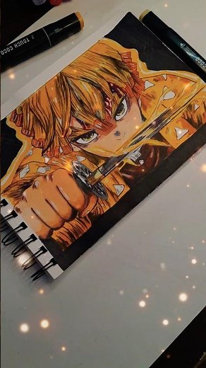 🥶Zenitsu drawing using alchol markers ✨ [part-2] #zenitsu #anime