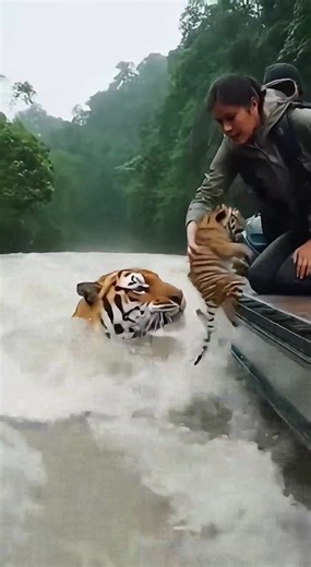 Tiger Gently Hands Over His Cub to a Girl… Then Disappears 😢 #cat #wildlife | Python & Data Science