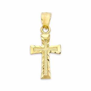 Solid Gold Cross Pendant: 10k/14k Dainty Religious Necklace - Etsy