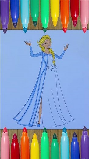 Elsa to Color - Frozen Tutorial - Coloring Pages for Kids