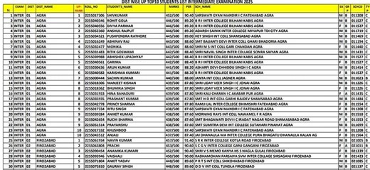 UP Board Result 2025: हाईस्कूल में मोनिका और इंटर में शिव के सिर सजा जिले का ताज, यहां देखें टॉप-10 की लिस्