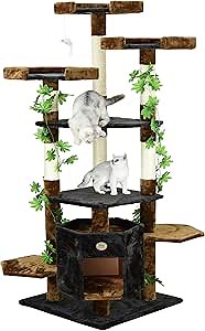 Go Pet Club Cat Condo Climber Furniture, 67-Inch, Brown/Black