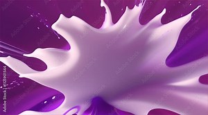 dramatic, high-impact milk explosion against a deep purple backdrop. The milk creates a large, radiating crown shape with sharp points and fine details