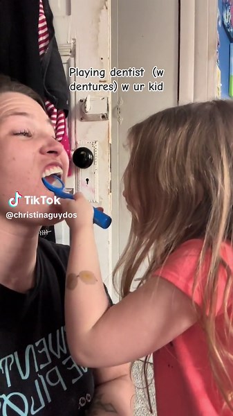 Playing Dentist with Your Kid Using Dentures