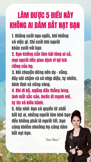 Làm được 5 điều này không ai dám bắt nạt bạn #annphan #phattrienbanthan #hanhphuc #songtichcuc #baihoccuocsong #Songtichcucmoingay | Ann Phan