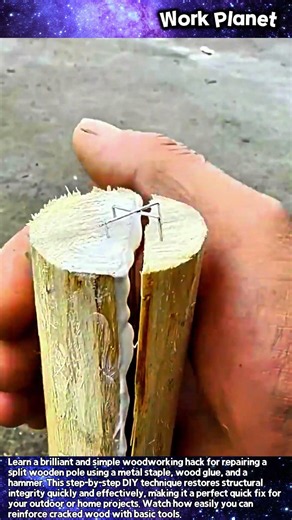 Easy Wooden Pole Repair Trick #Woodworking #DIY #Fix #Handyman #LifeHacks