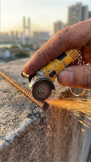 Keychain DeWalt Grinder vs Rebar on a Rooftop (Ultra Realistic)