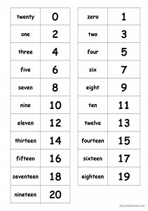 Domino numbers 0-20