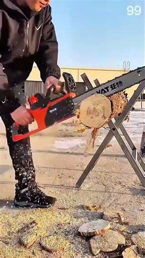 Chainsaw Cutting Log Sawdust Spraying in Sunlight Forest Work #shorts