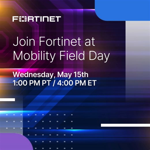 4.3K views · 15 reactions |  Explore #Fortinet solutions, WiFi 7, and enhanced security at the wireless edge and #OT capabilities at Mobility Field Day with Tech Field Day! #MFD11  Join us on Wednesday, May 15th at 1pm PT/4pm ET ➡️ https://ftnt.net/6188jJw4q | Fortinet | Facebook