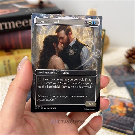 Turn Your Love into a Magic Anime MTG card! Upload your favorite photo, add your names, & write a message that makes them swoon. Perfect couple gift for Christmas, Anniversaries, Valentine's, or just you care. Design Yours in Minutes — 50% OFF! https://hicustore.co/collections/custom-card | Hicustore.co | Facebook