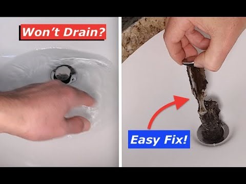 Bathroom Sink Won’t Drain? Fix a Clogged Sink in 5 Minutes - DIY - No Parts Needed