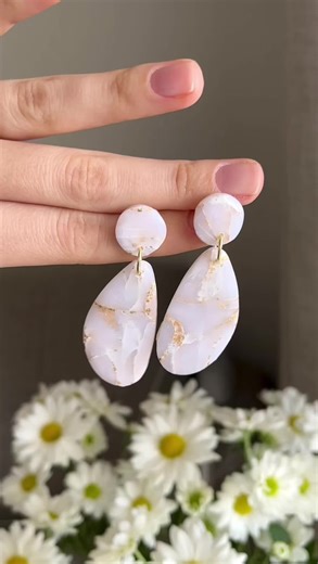 Translucent and gentle #polymerclayearrings. Magical! . #polymerclay #polymerclayearrings #diy #handmade #fyp #slowmade #jewelryinspo #handmadeearrings #howitsdone #polymerclayartist #earringlover #processvideo #tutorial