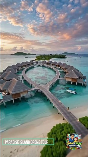 Paradise Island Drone Tour | Tropical Beach Resort in Crystal Clear Water