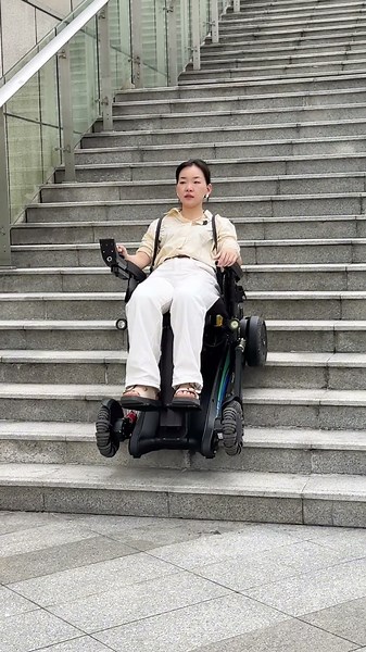If the X12 Pro can go up stairs, it can definitely go down too! #electricwheelchair