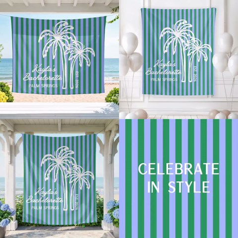 Custom Palm Tree Bachelorette Name Banner, Personalized Beach Location Bridal Event Tapestry Decoration - Etsy