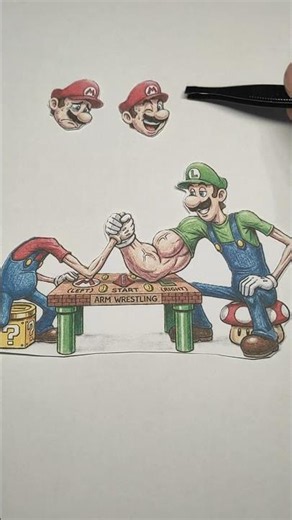 Super Mario vs Luigi Epic Arm Wrestling Battle Who wins? #supermario #mario #trending #diy