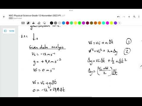 NSC Physics Question 3 (2022) | Maximum height, Free-fall, Velocity-time graph