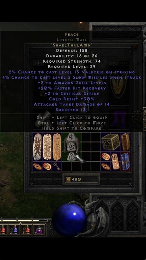 Peace Runeword +2 skills Armor for Amazon | D2R #diablo2resurrected #ytshorts #shorts