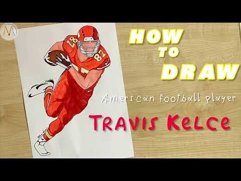 How to draw a Football player / How to draw Travis Kelce from NFL Kansas City Chiefs